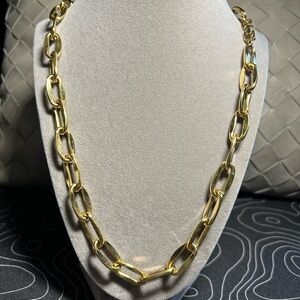 Givenchy Gold Link Necklace 24 inch Oval Link Logo Chain Chunky 80’s Glam